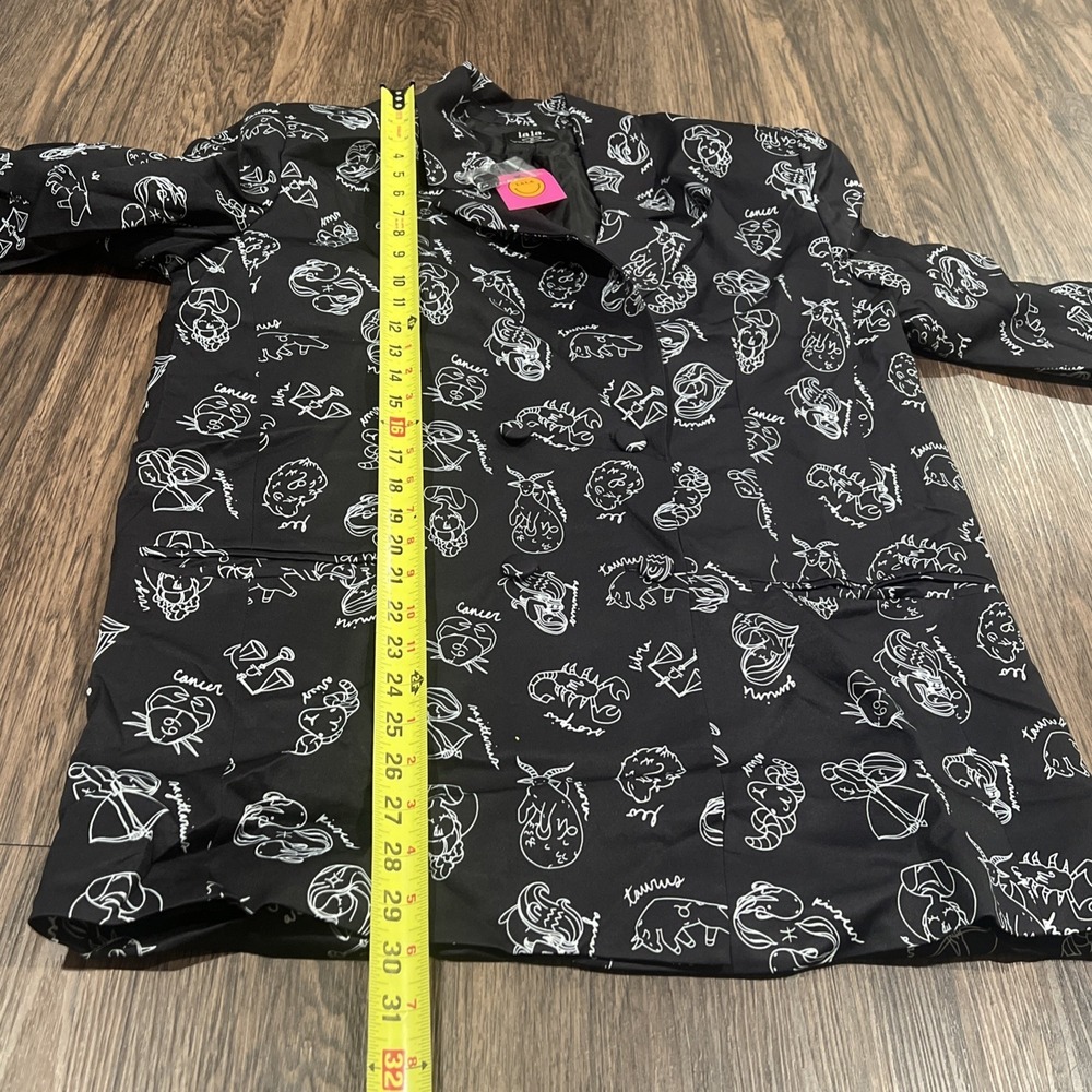 Dressed in LaLa Make Me Wanna Lala Boyfriend Blazer Zodiac Black Size M - Picture 6 of 10